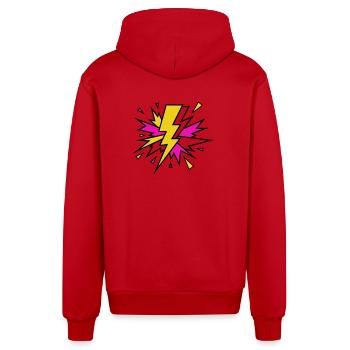 Yellow Beam Neon Explosion - Organic Relaxed Hooded Jacket Made in EU - red - Back