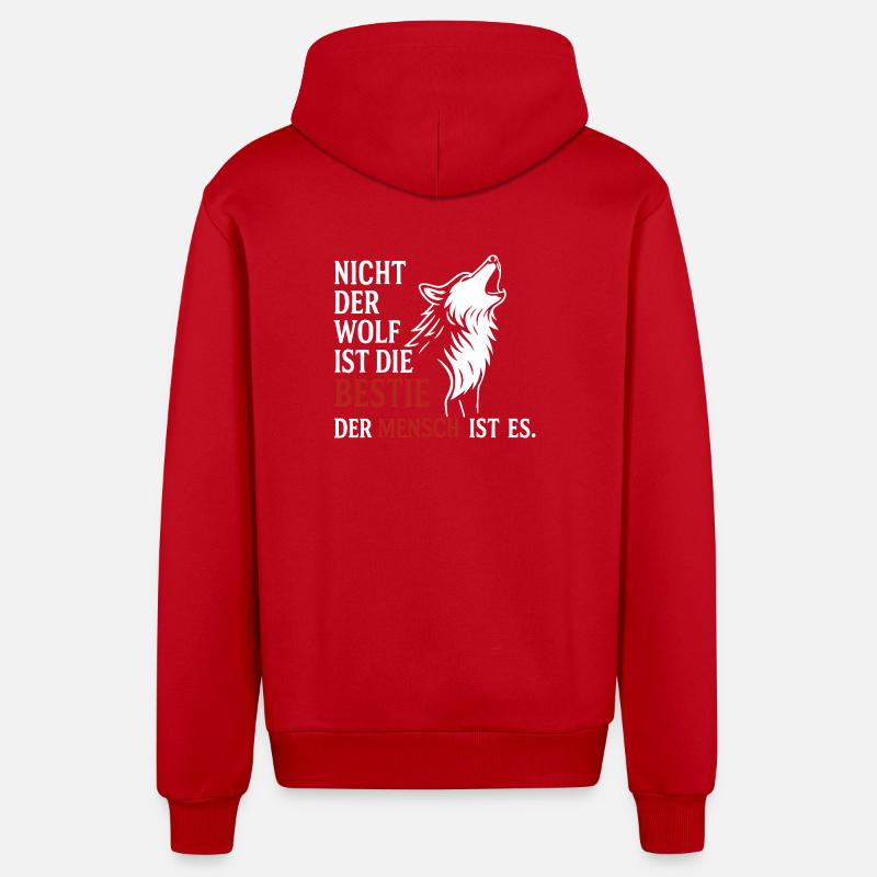 CoolesWolfs Design mit Spruch - Organic Relaxed Kapuzenjacke Made in EU - Rot