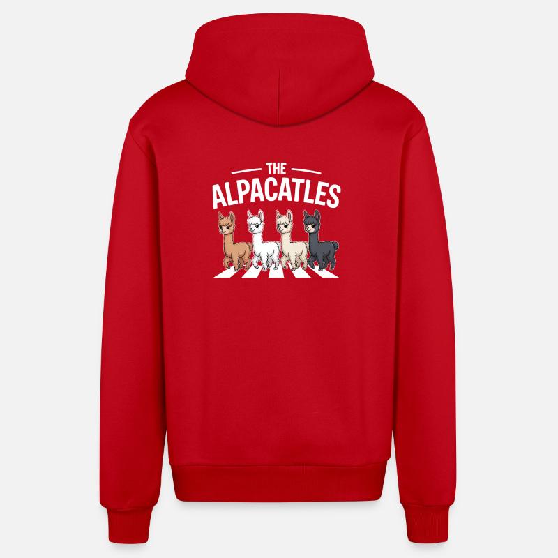 Alpagatles Lama Alpaga - Veste à capuche bio décontractée fabriquée en UE - rouge