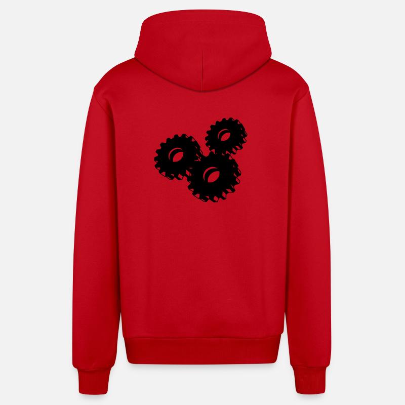 Roue dentée - Veste à capuche bio décontractée fabriquée en UE - rouge