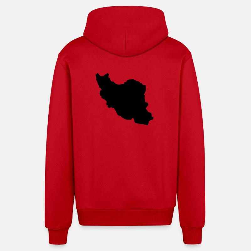 Silhouette de l’Iran - Veste à capuche bio décontractée fabriquée en UE - rouge