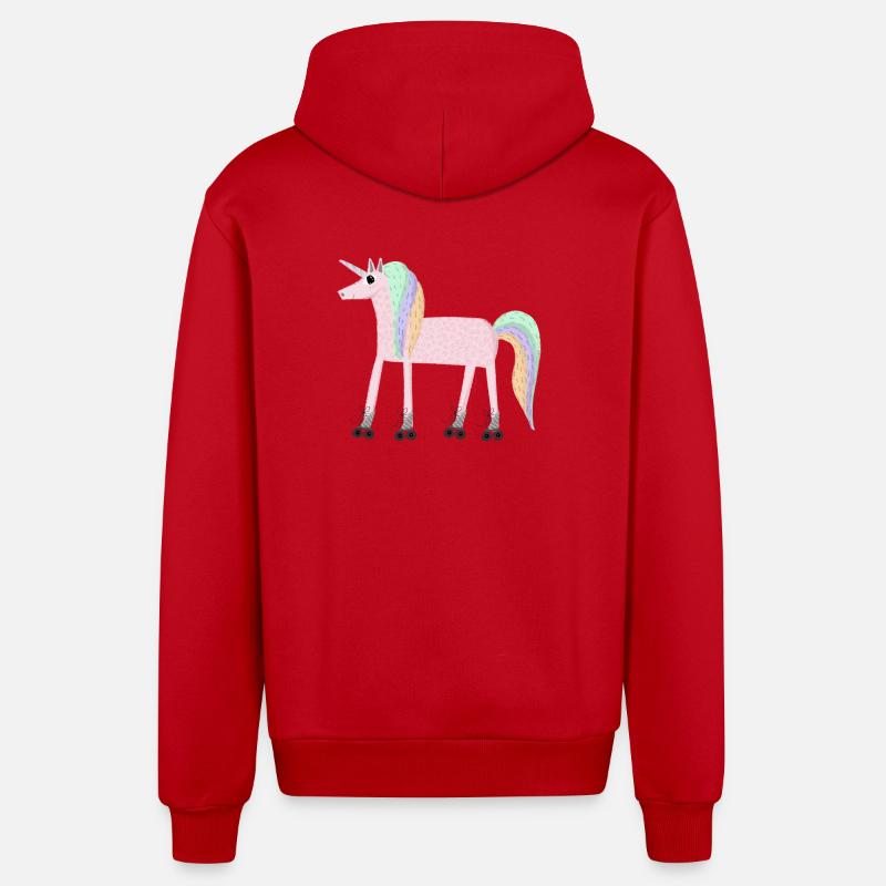 Unicorn_rollerSKate - Veste à capuche bio décontractée fabriquée en UE - rouge