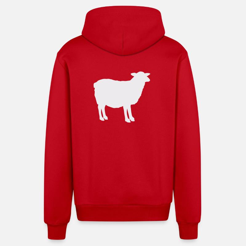Silhouette de mouton - Veste à capuche bio décontractée fabriquée en UE - rouge