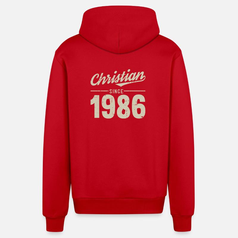 Le style chrétien depuis 1986 - Veste à capuche bio décontractée fabriquée en UE - rouge