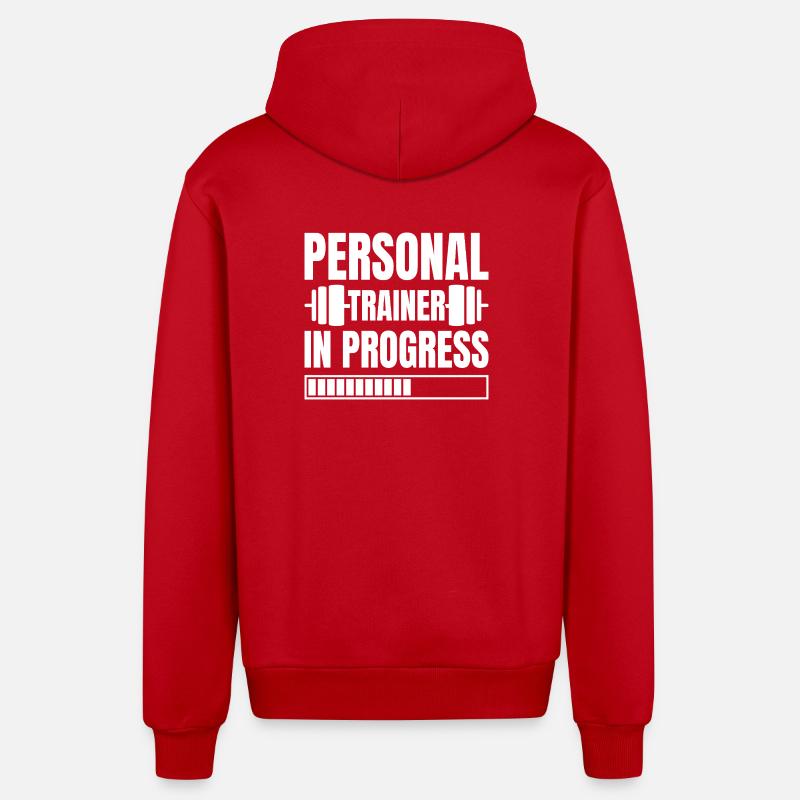 Powerlifting Bodybuilder Personal Trainer Progress - Organic Relaxed Kapuzenjacke Made in EU - Rot