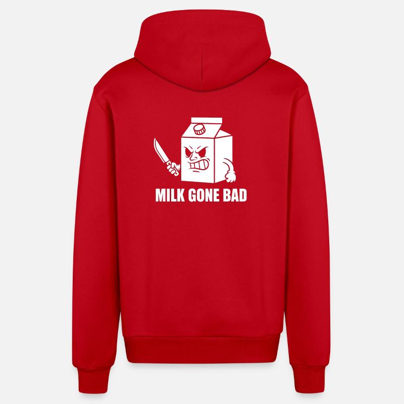 Dessin animé Rage Pourrie du Lait - Veste à capuche bio décontractée fabriquée en UE - rouge