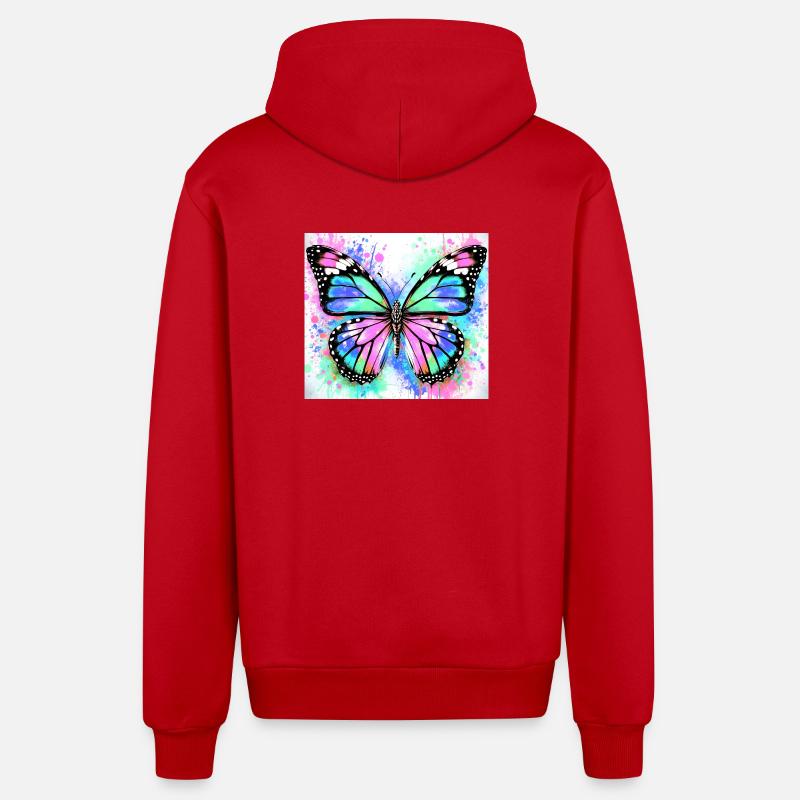 papillon - Veste à capuche bio décontractée fabriquée en UE - rouge