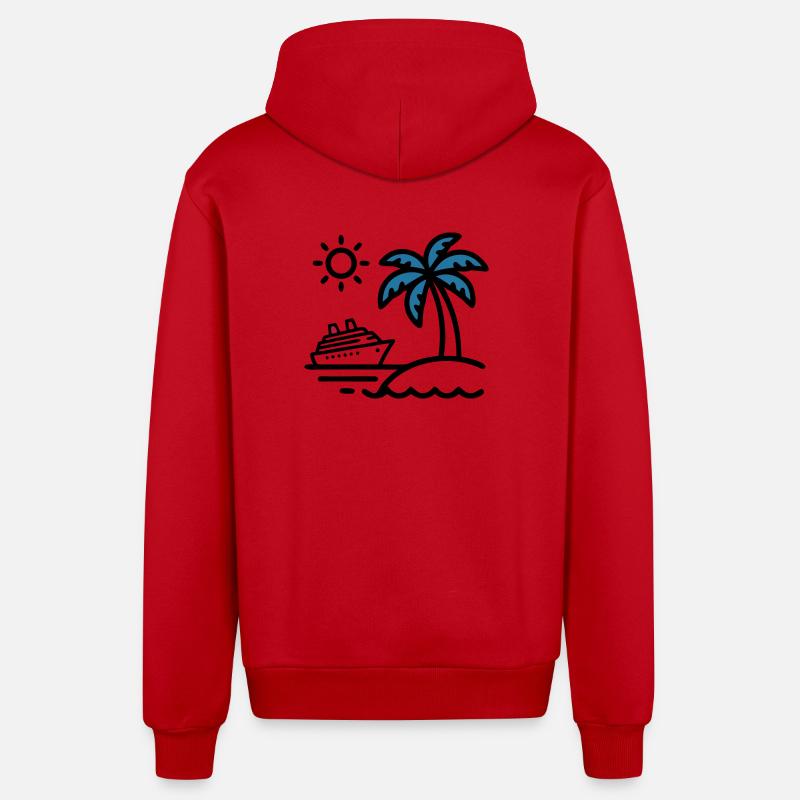 Vacances de Palm à Cruise Island - Veste à capuche bio décontractée fabriquée en UE - rouge