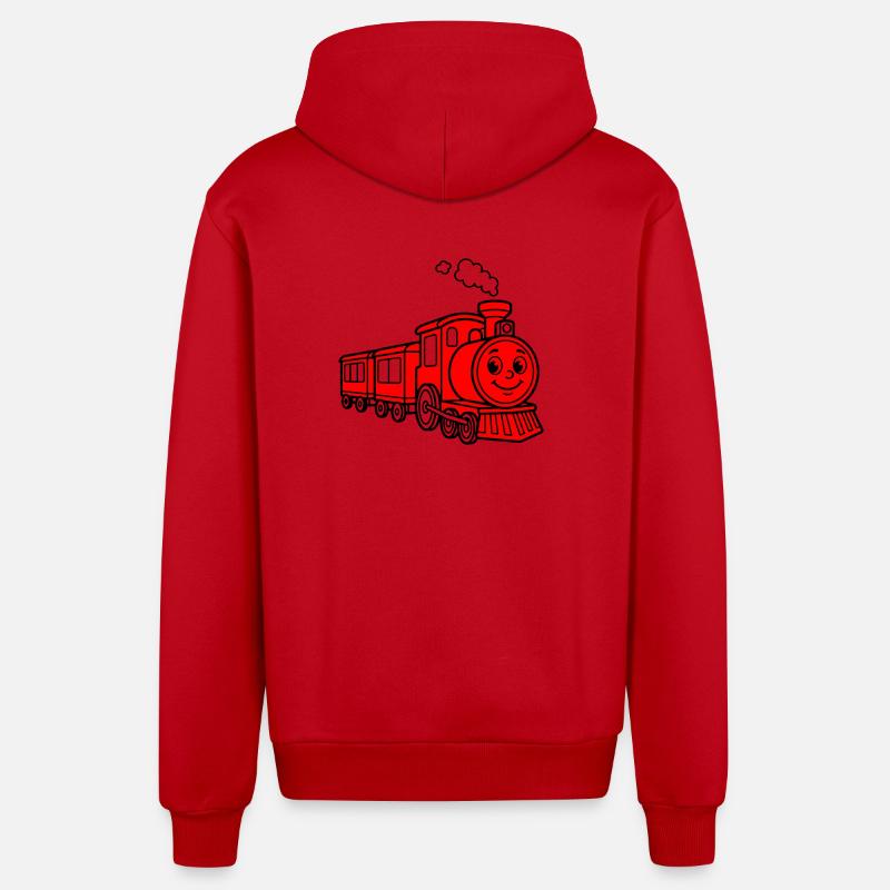 Train children - Organic Relaxed Hooded Jacket Made in EU - red