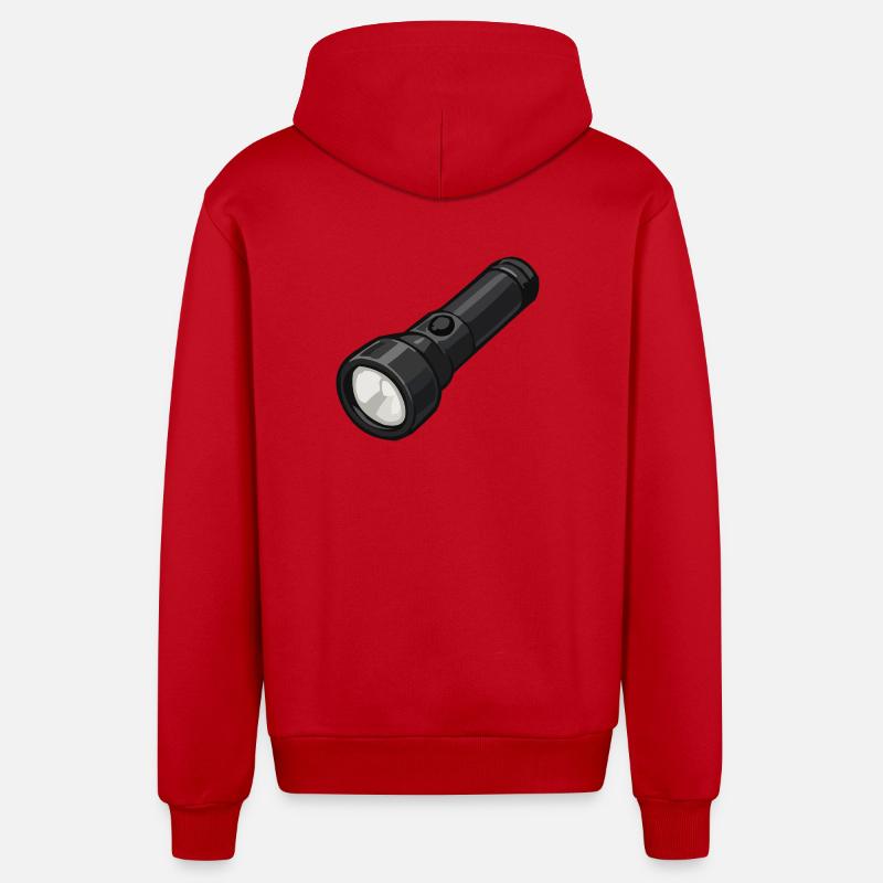 Compact Flashlight Illustration - Organic Relaxed Hooded Jacket Made in EU - red