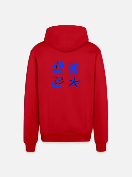 maritime - Veste à capuche bio décontractée fabriquée en UE - rouge
