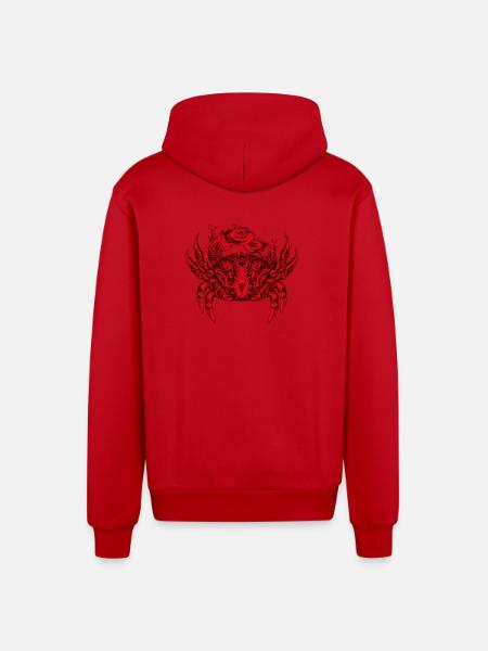 A red king crab - Organic Relaxed Hooded Jacket Made in EU - red