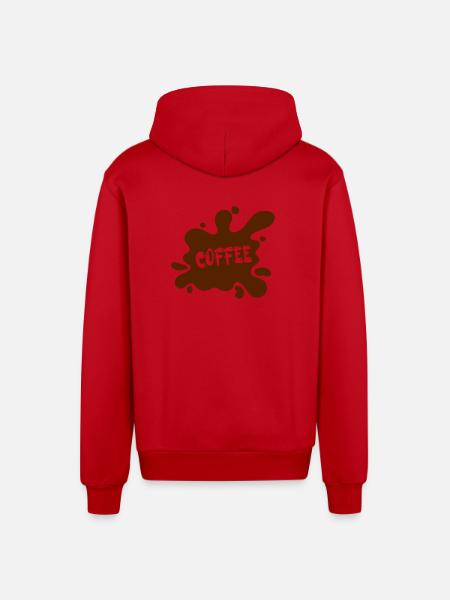 Coffee stain with artistic design - Organic Relaxed Hooded Jacket Made in EU - red