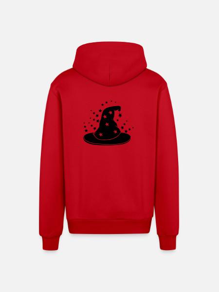 Magical wizard hat with stars - Organic Relaxed Hooded Jacket Made in EU - red