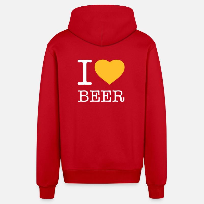 J’AIME LA BIÈRE Bier - Veste à capuche bio décontractée fabriquée en UE - rouge