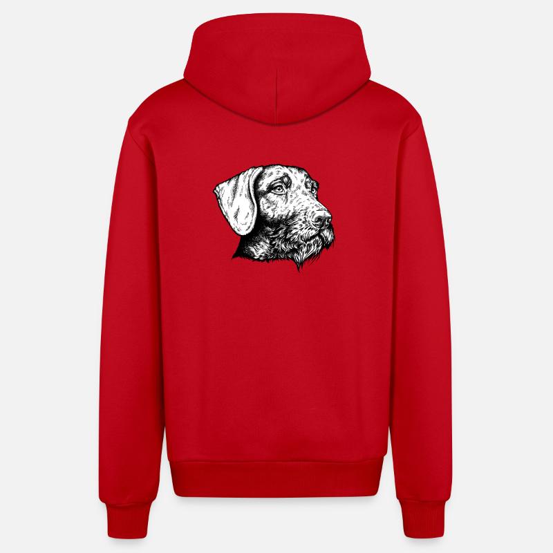Deutsch Drahthaar Portrait - Organic Relaxed Kapuzenjacke Made in EU - Rot