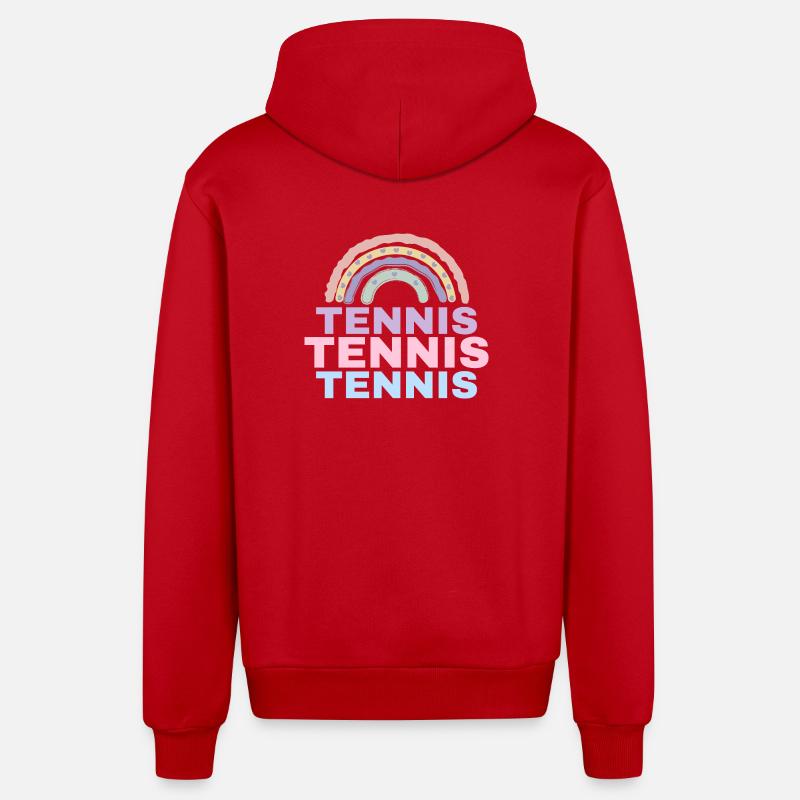 Arc-en-ciel de tennis - Veste à capuche bio décontractée fabriquée en UE - rouge