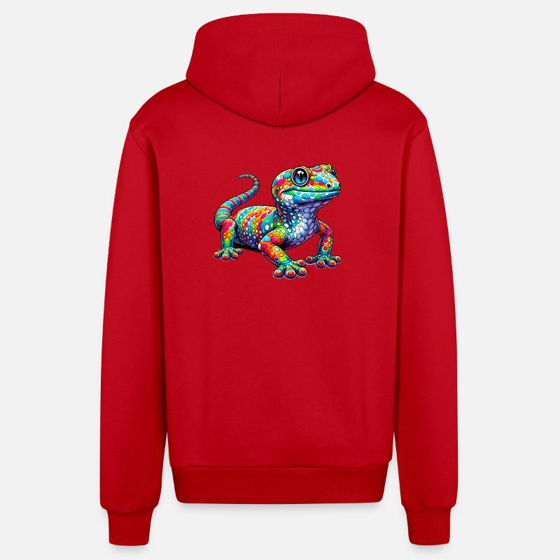 Gecko - Veste à capuche bio décontractée fabriquée en UE - rouge
