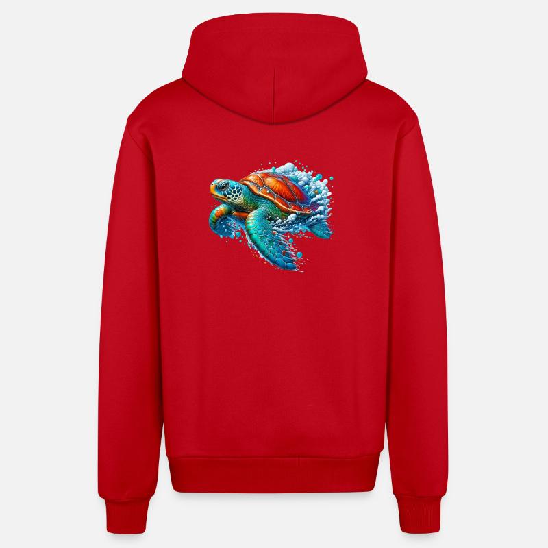 Tortue - Veste à capuche bio décontractée fabriquée en UE - rouge