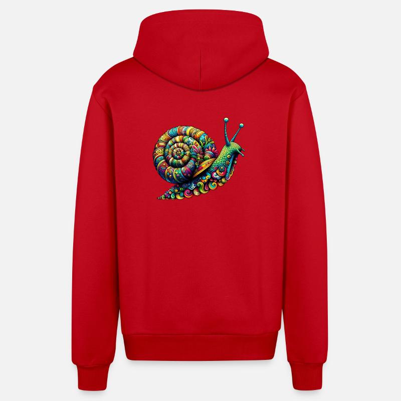 Escargot - Veste à capuche bio décontractée fabriquée en UE - rouge