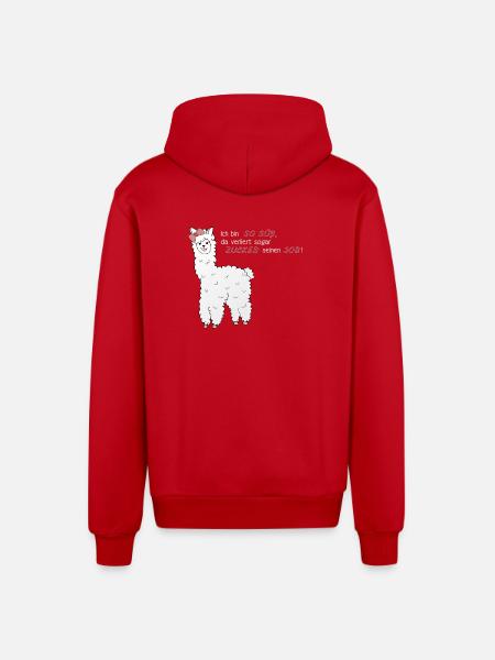 Süßes Alpaka - Organic Relaxed Kapuzenjacke Made in EU - Rot