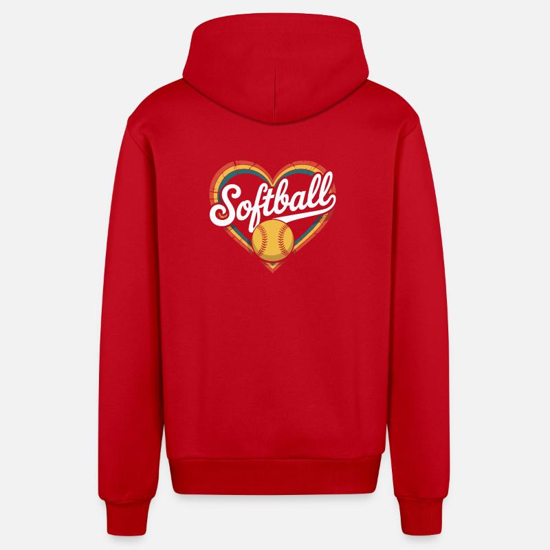 Softball du cœur - Veste à capuche bio décontractée fabriquée en UE - rouge