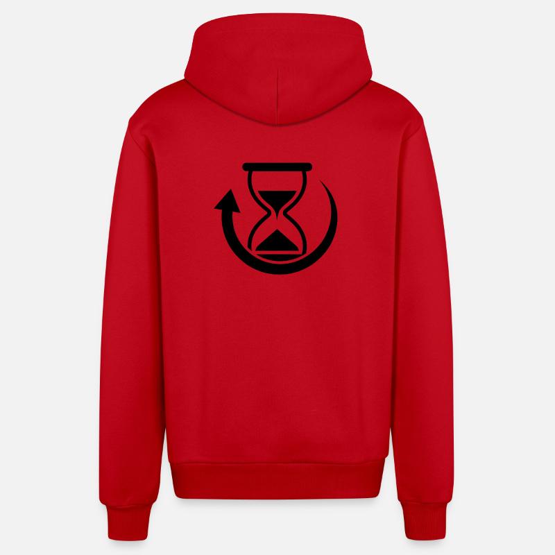 Graphiques de rotation temporelle - Veste à capuche bio décontractée fabriquée en UE - rouge