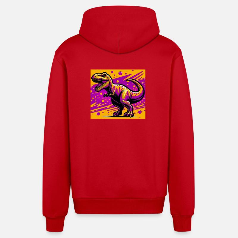 dinosaure - Veste à capuche bio décontractée fabriquée en UE - rouge