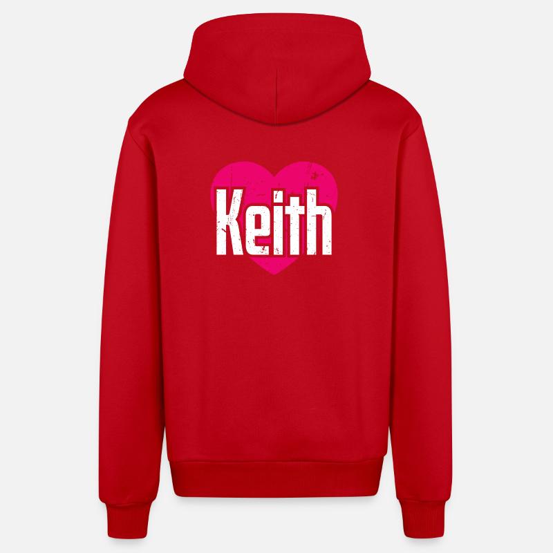 J’aime Keith Pink Heart J’aime Keith - Veste à capuche bio décontractée fabriquée en UE - rouge