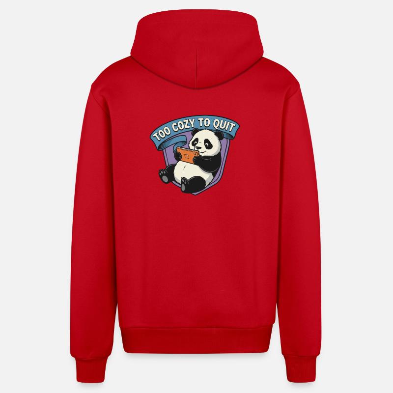 Trop confortable pour quitter Panda - Veste à capuche bio décontractée fabriquée en UE - rouge