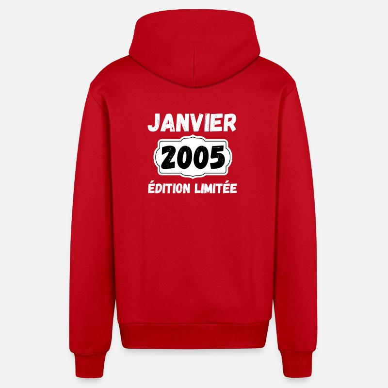 Janvier 2005 Édition Limitée Anniversaire - Veste à capuche bio décontractée fabriquée en UE - rouge
