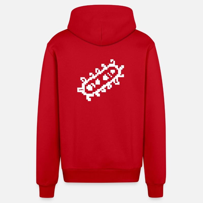 Bacteria Rods Pixel Germ - Organic Relaxed Hooded Jacket Made in EU - red
