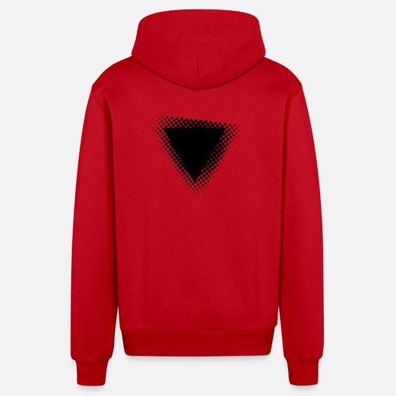 Conception géométrique de triangles à points - Veste à capuche bio décontractée fabriquée en UE - rouge
