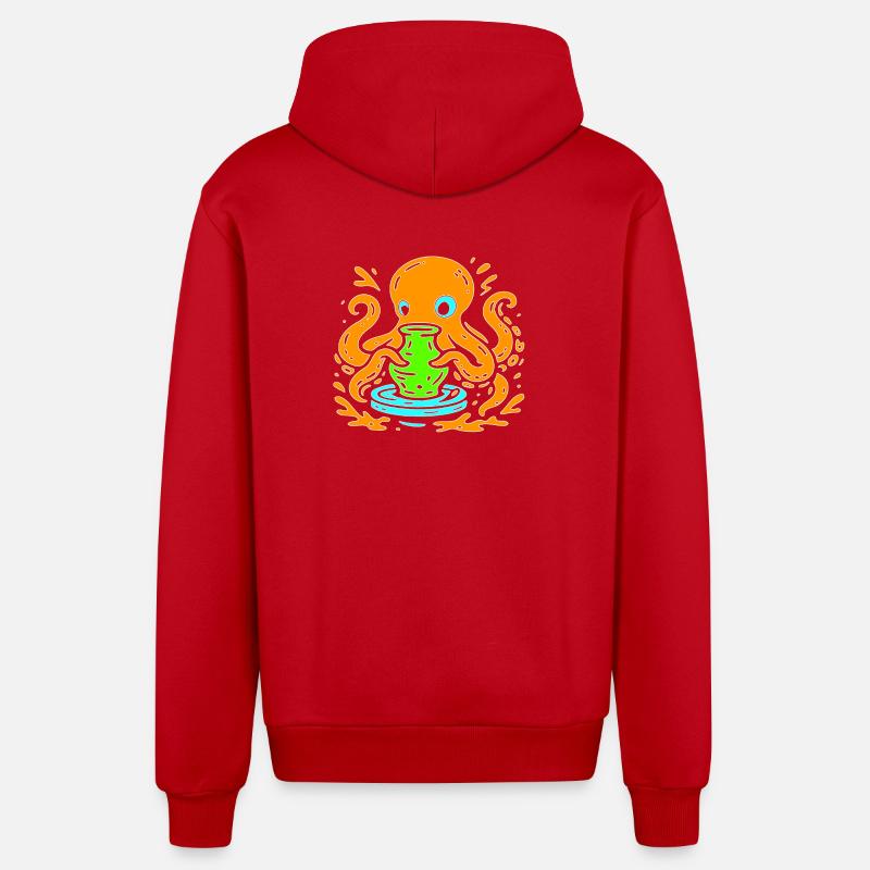 Pop Art orange avec vase - Veste à capuche bio décontractée fabriquée en UE - rouge
