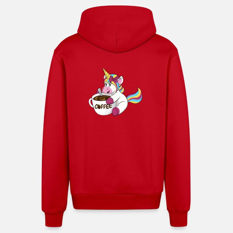 Kaffee Einhorn - Organic Relaxed Kapuzenjacke Made in EU - Rot