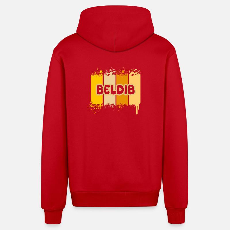 Beldib - Veste à capuche bio décontractée fabriquée en UE - rouge