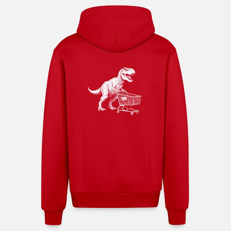 Dino Shopper : T-Rex avec chariot - Veste à capuche bio décontractée fabriquée en UE - rouge