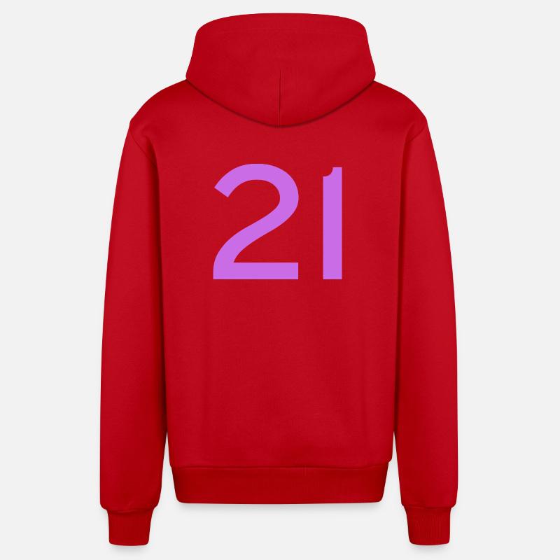 21 - Veste à capuche bio décontractée fabriquée en UE - rouge