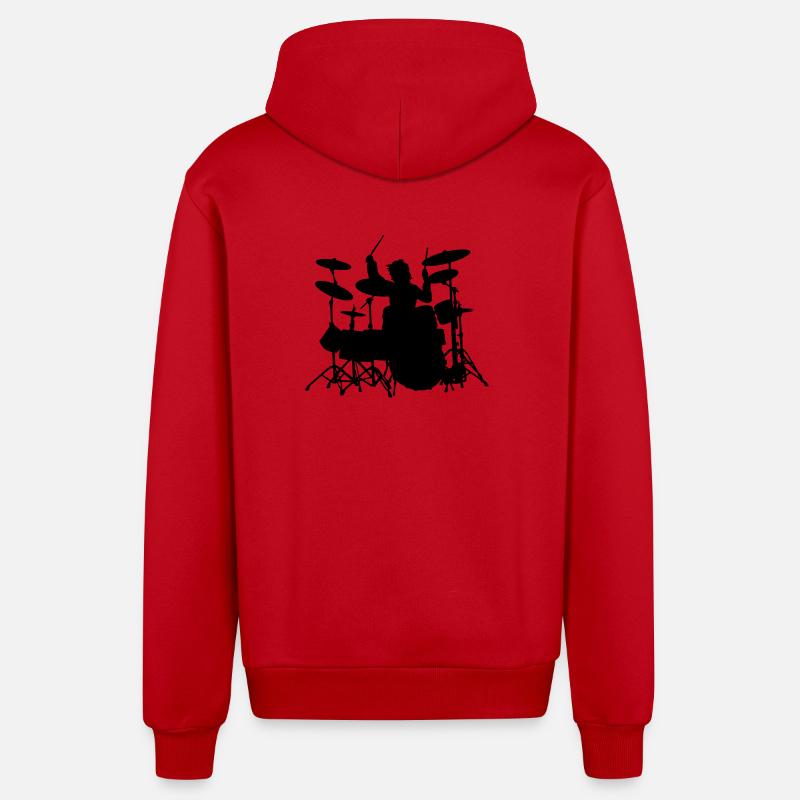 Power Drumming - Organic Relaxed Kapuzenjacke Made in EU - Rot