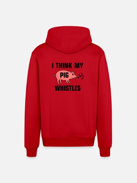 I think my pig whistles - Organic Relaxed Hooded Jacket Made in EU - red