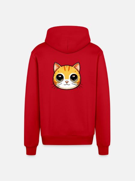 Chat - Veste à capuche bio décontractée fabriquée en UE - rouge