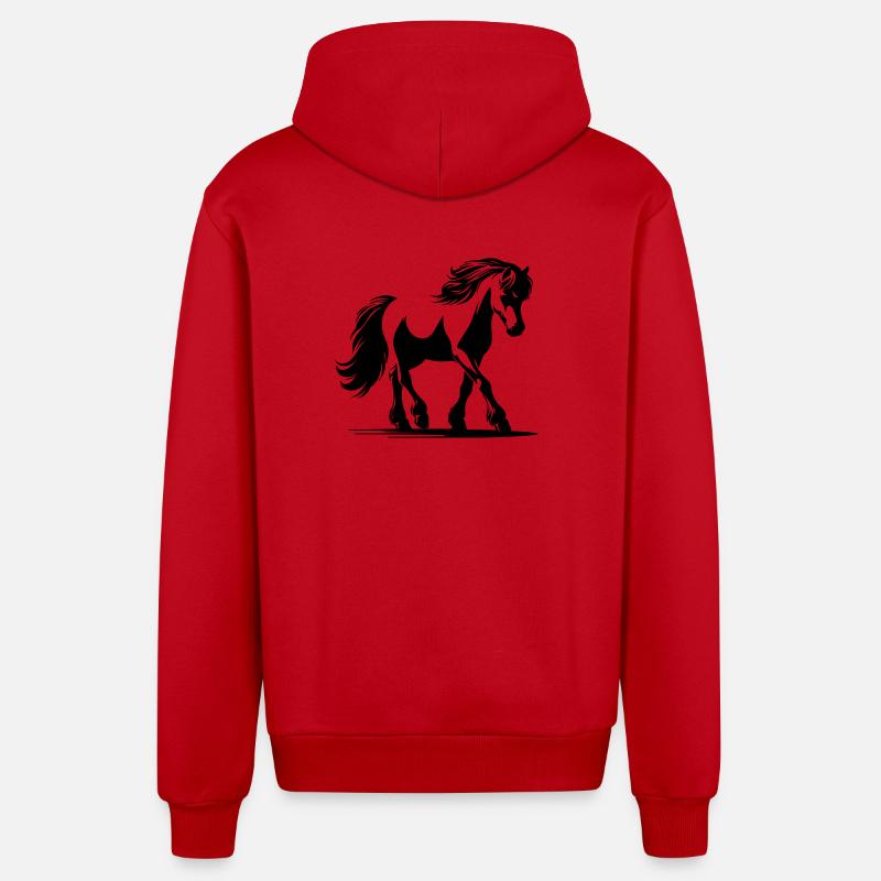 Pferd Deutsches Reitpony - Organic Relaxed Kapuzenjacke Made in EU - Rot
