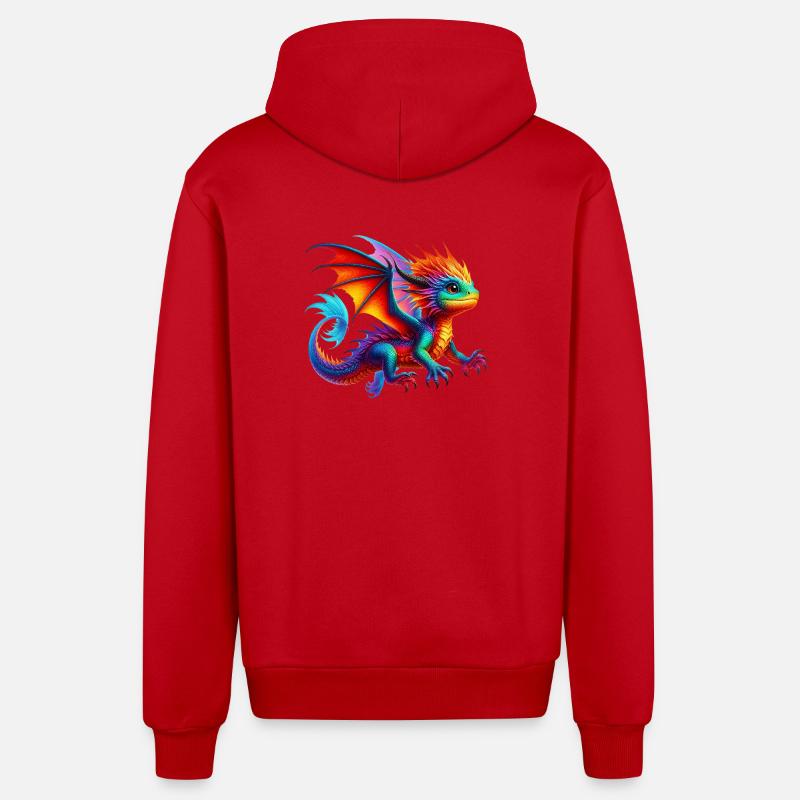 Dragon - Veste à capuche bio décontractée fabriquée en UE - rouge