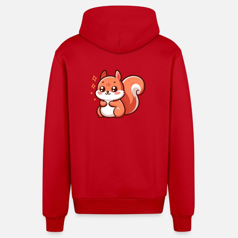 Cute little squirrel - Organic Relaxed Hooded Jacket Made in EU - red