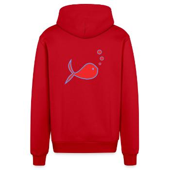 POISSON D'AVRIL. POISSON. SARDINE. ANNIVERSAIRE - Veste à capuche bio décontractée fabriquée en UE - rouge - Dos