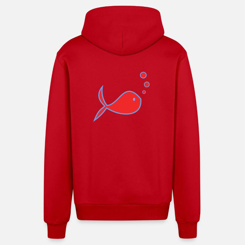 POISSON D'AVRIL. POISSON. SARDINE. ANNIVERSAIRE - Veste à capuche bio décontractée fabriquée en UE - rouge
