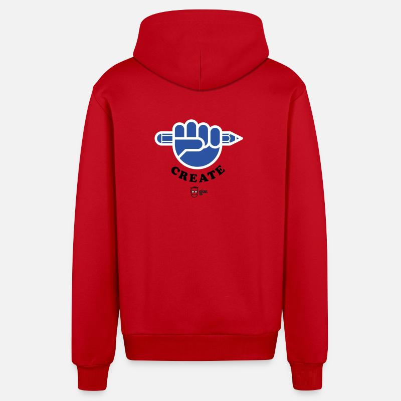 Create ! Dos - Veste à capuche bio décontractée fabriquée en UE - rouge