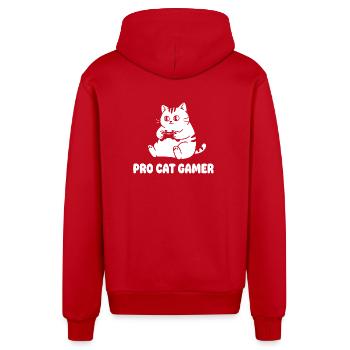 Pro Cat Gamer - Organic Relaxed Hooded Jacket Made in EU - red - Back