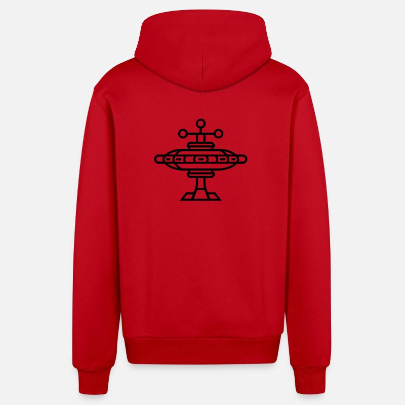 station spatiale - Veste à capuche bio décontractée fabriquée en UE - rouge