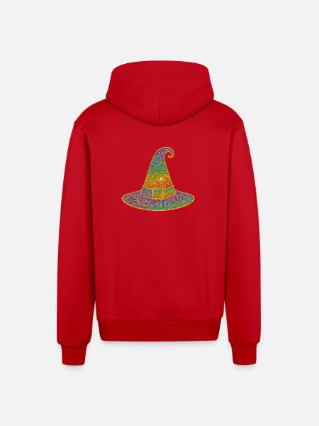 Bunt funkelnder Hexenhut - Organic Relaxed Kapuzenjacke Made in EU - Rot